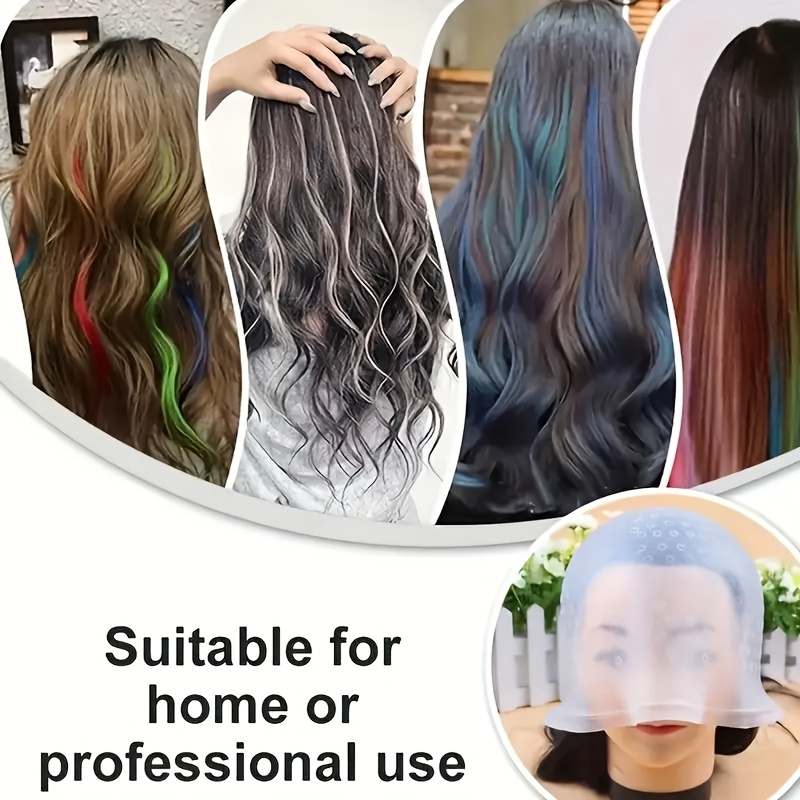 Silicone Hair Coloring Cap with Hook Needle