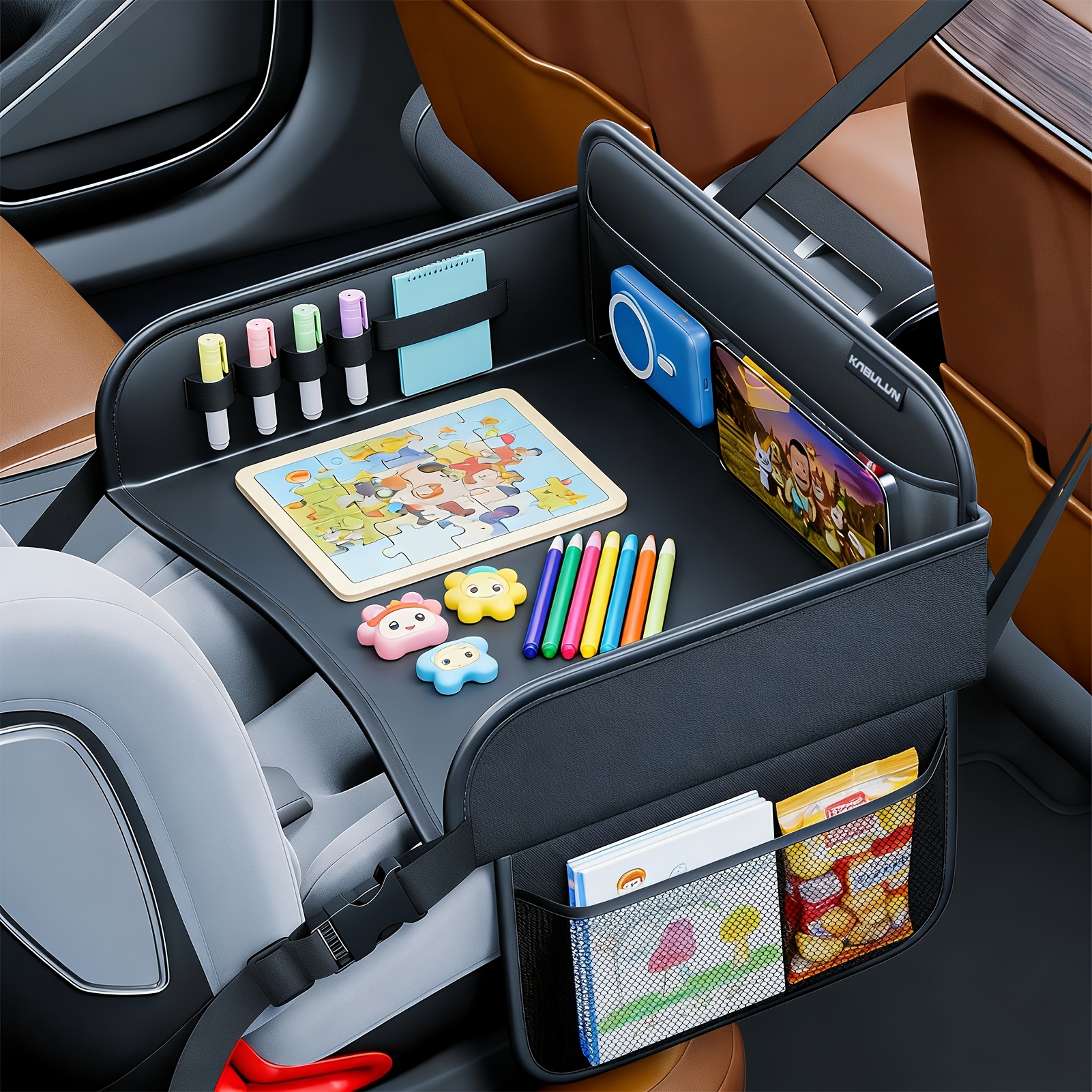 Car Seat Storage, Car Table Board, Pvc Leather Material, Car Seat Table Suitable For Road Trip Activities, Foldable Airplane Lap Table And Computer Stand