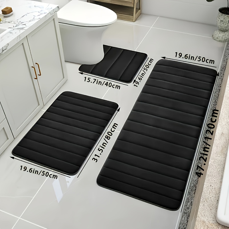 

Luxury Memory Foam Bathroom Set: 3-piece Non-slip, Mats With U-shaped & Lid Cover - Bathroom, Kitchen & More - Easy Clean