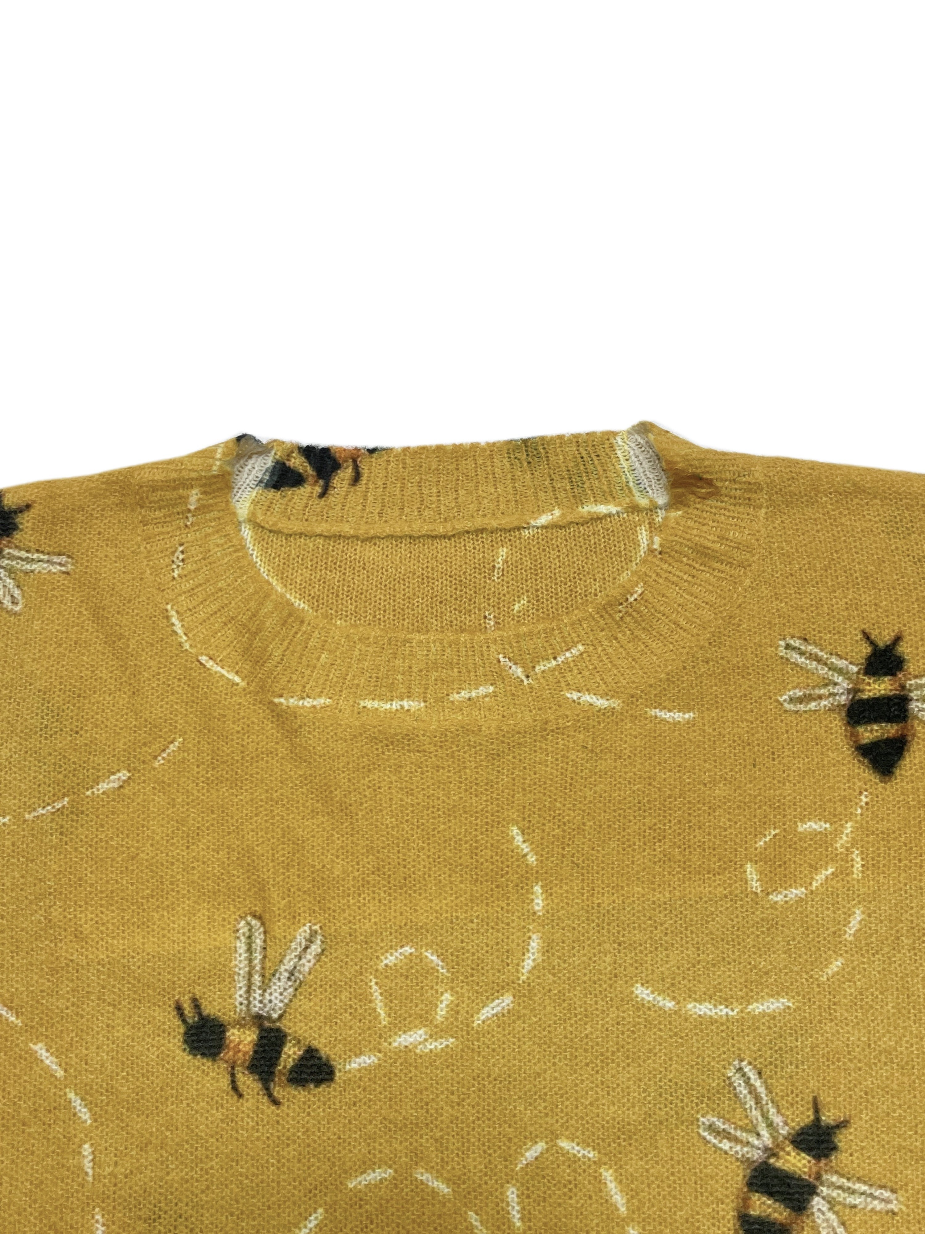 Plus Size Bee Pattern Knitted Sweater Casual Crew Neck Long Temu Canada