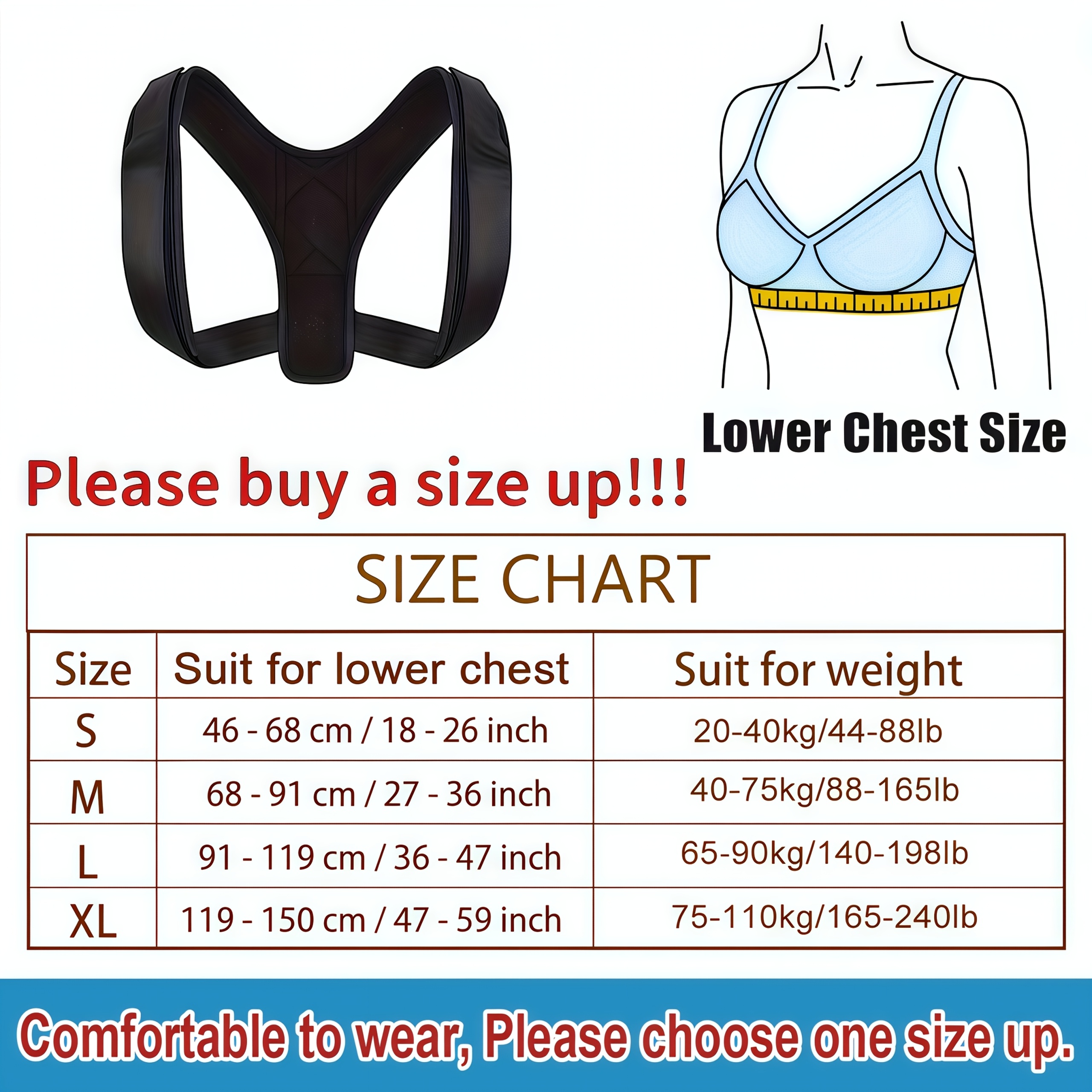 1pc back brace posture   for women and men adjustable upper back support and shoulder back brace clavicle shoulder back posture support breathable   details 0