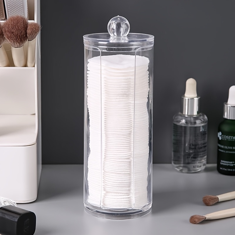 Image of Acrylic Pad & Swab Organizer Box - Transparent Dust-proof Desktop Storage For Makeup, Stationery, Beauty Tools - Compact Vanity & Desk Organizer, Vanity Makeup Desk, , Contents