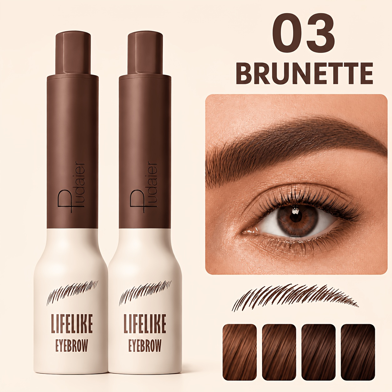Image of 3pcs Lifelike Eyebrow Pen Set And Free Lip Liner, Waterproof Long-lasting Sweatproof Brow Makeup, Natural Hair-like Brows For Women