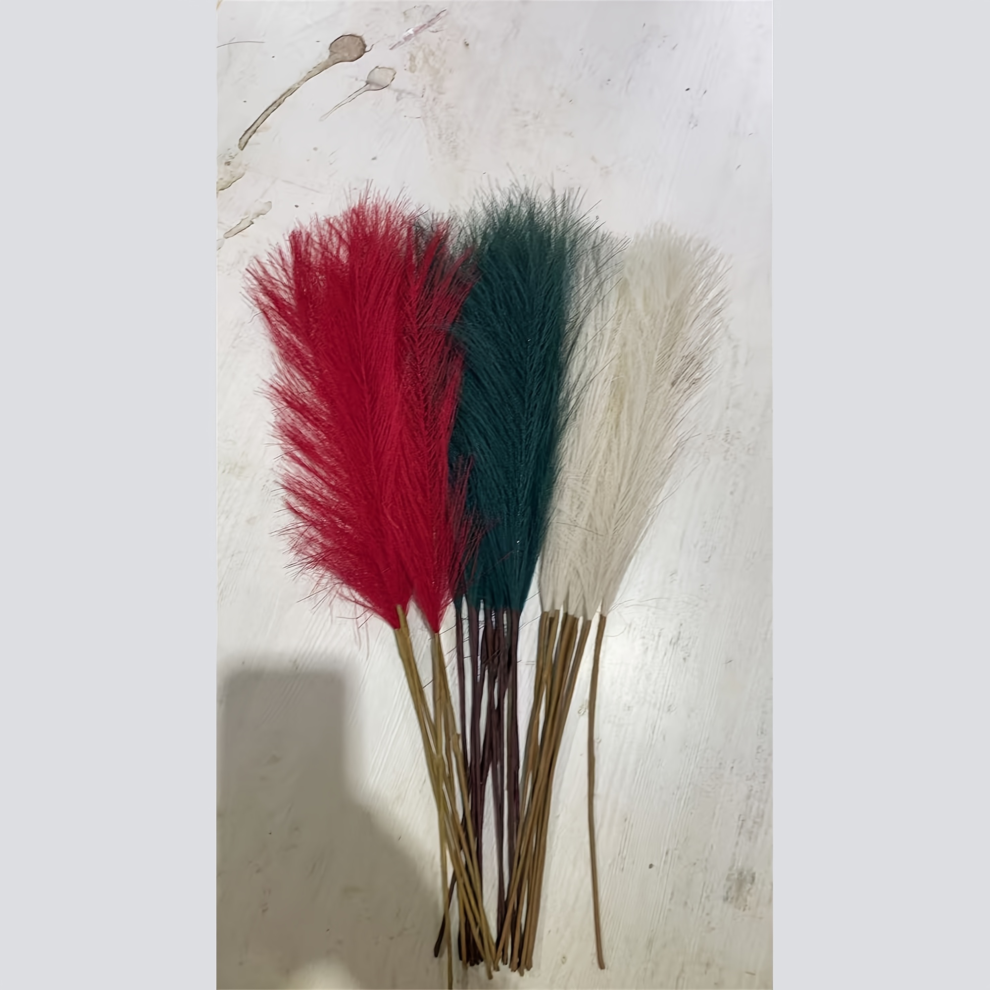 TEMU Bouquet de 21 pièces de herbe de artificielle de 55 cm, mélange tricolore, tiges de factices duveteuses, pour en vase, décoration de maison, de