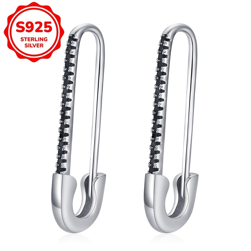 

Elegant Vintage-inspired Paper Clip Earrings For Women - 925 Sterling Silvery With Cubic Zirconia, Casual Attire & Gifting, Trendy Earrings