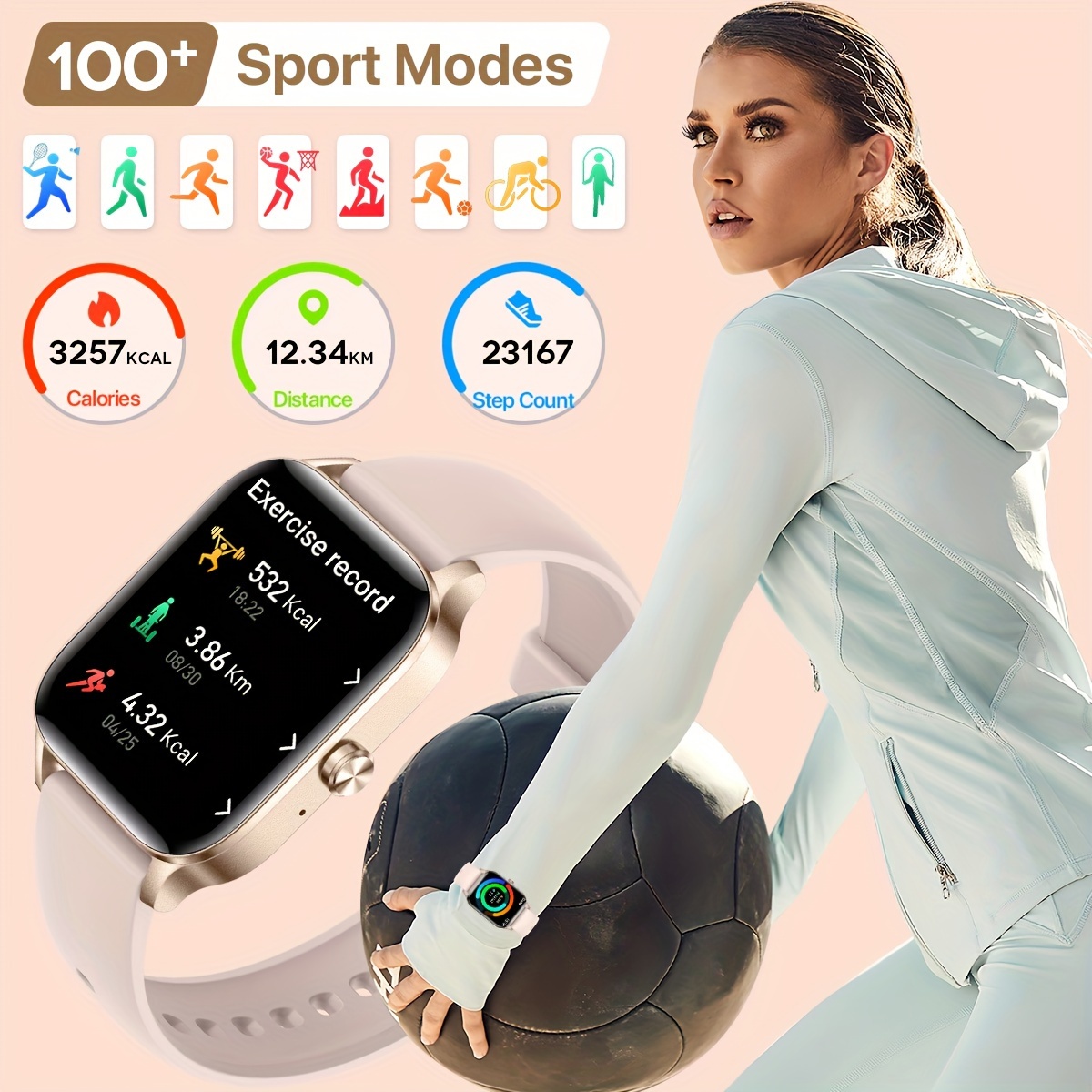 Reloj inteligente para mujer, compatible con teléfonos iPhone/* relojes de  seguimiento de actividad física inalámbricas, recepción de