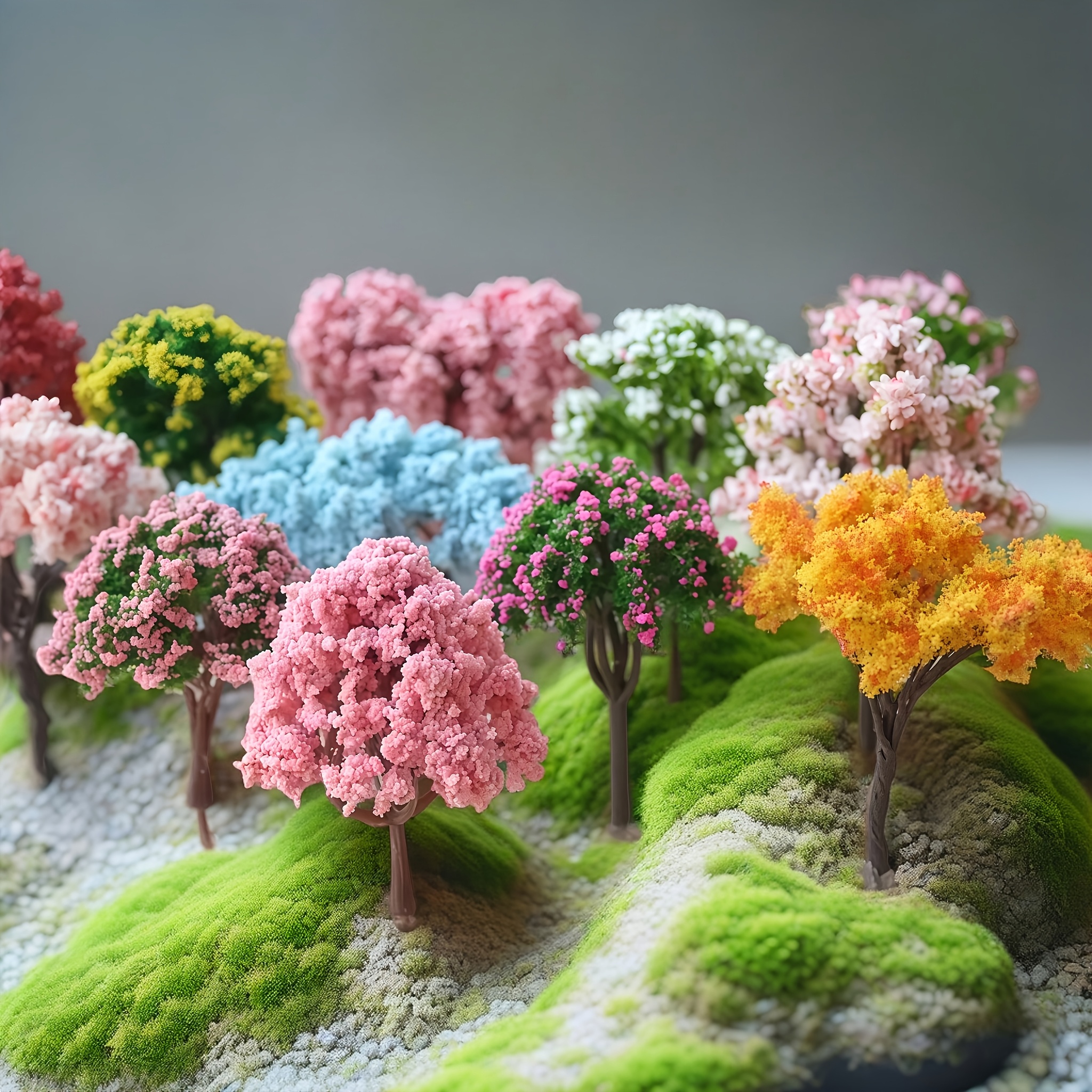 

6pcs Miniature Landscape Trees - Vibrant Pvc Artificial Greenery Decor For Aquariums, Fairy Gardens & Terrariums, Multi-colored Realistic Foliage Design, Garden Miniatures