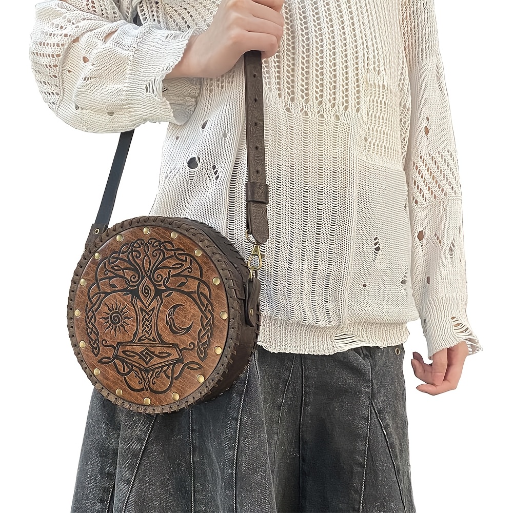 

-style Embossed Crossbody Purse, Belt Satchel, Medieval Portable Cosplay Shoulder Pouch