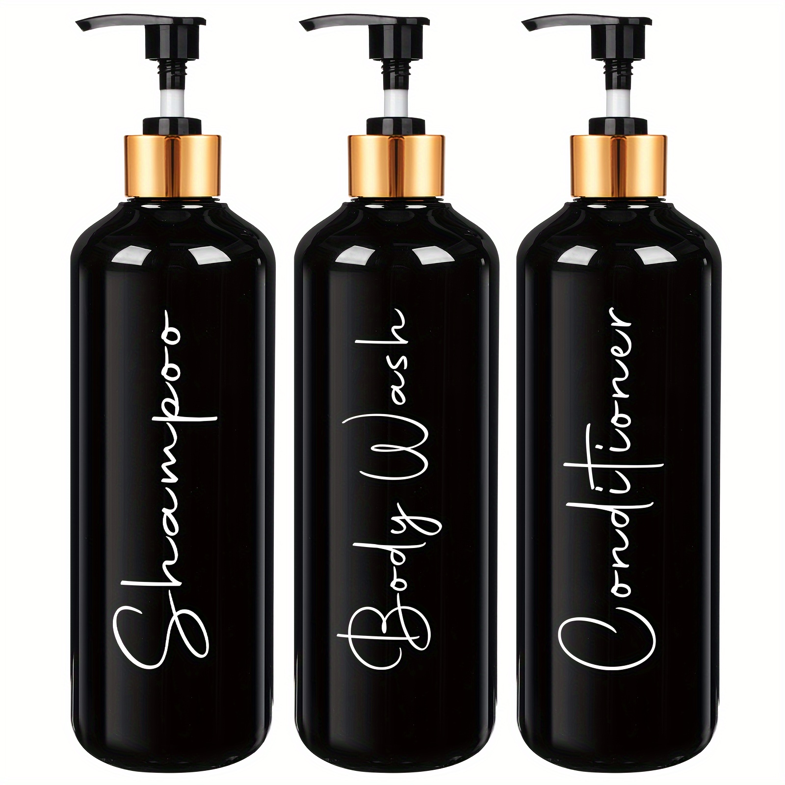 

3-pack 500ml Plastic Shower Dispenser Set - Refillable Shampoo, Conditioner, Body Wash Pump Bottles - Freestanding, , No Electricity Needed - Stylish & Leak-proof Bathroom Organizers