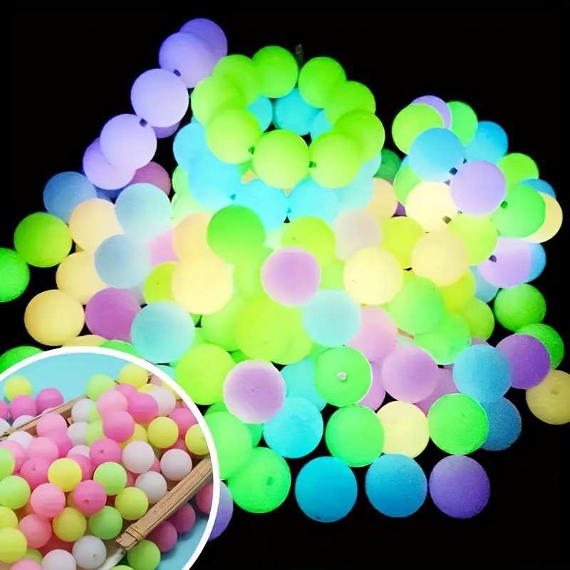 

100pcs 15mm Glow-in-the-dark Silicone Beads Multicolor Luminous Round Beads For Diy Jewelry Making, Keychain, Pen Decors, Bracelet, Necklace, Lanyard Beading Crafts