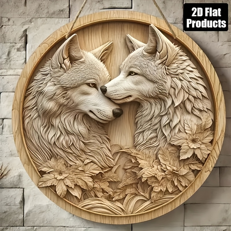 TEMU Plaque décorative ronde en bois 2D à plat, 1 pièce, thème , convient pour bar, cuisine, café, maison, chambre, salon, décoration de bureau,