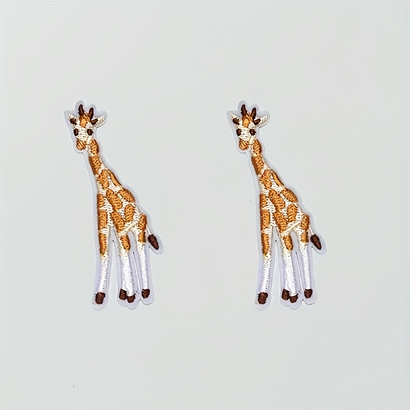 Image of Set Of 2 Small Giraffe Iron-on Patches, -themed Animal Badges, Decorative Patches For Embroidery, Perfect Gift For Giraffe Enthusiasts
