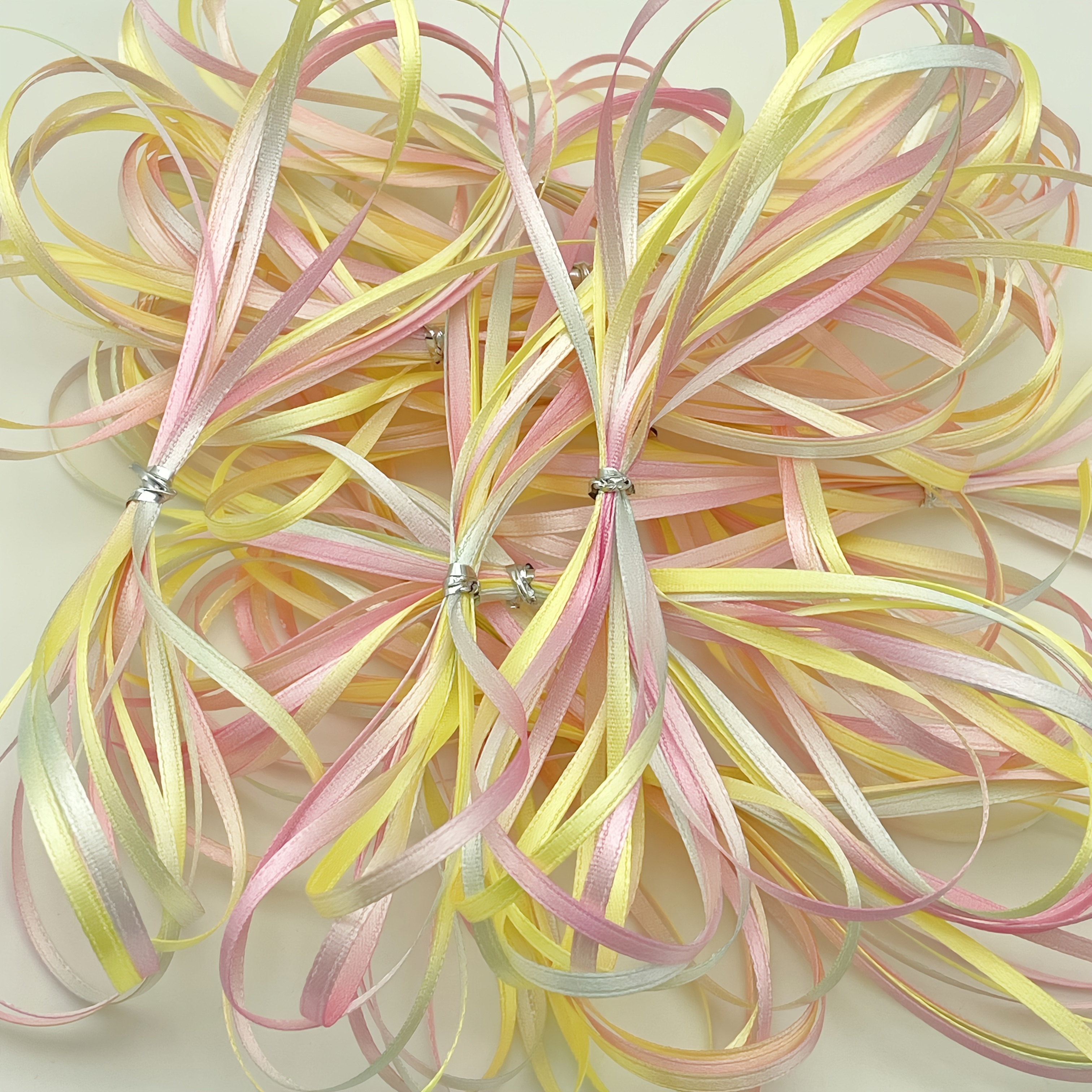 Image of 3yards, 3mm 1/8inch Gradient Satin Ribbon Polyester Ribbon For Handmade Bow Romantic Gift Packaging Jewelry Making Wedding Christmas Decoration Hair Tie Ribbons Crafting