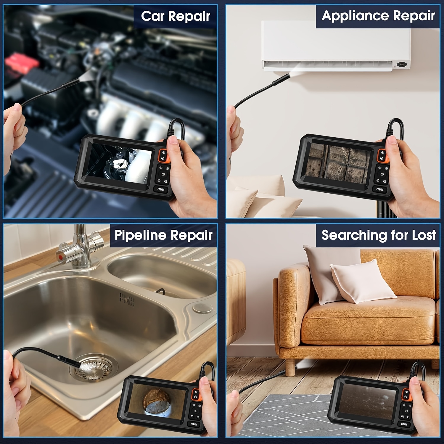 4.3" LCD Screen IP67 Waterproof Borescope Endoscope Camera with Light, 1080P HD Inspection Camera, Snake Camera, 3.3/16.5/50ft Endoscope Camera, Gadgets for Men 10 4.3" LCD Screen IP67 Waterproof Borescope Endoscope Camera with Light, 1080P HD Inspection Camera, Snake Camera, 3.3/16.5/50ft Endoscope Camera, Gadgets for Men - Image 10