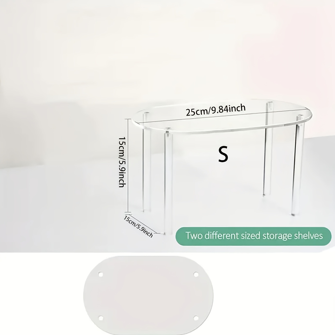 TEMU 1 Transparent Acrylic Display Stand, Modern Oval Countertop Organizer Shelf, Suitable For Perfume, Cosmetics, Cupcake Storage, Vanity, Kitchen