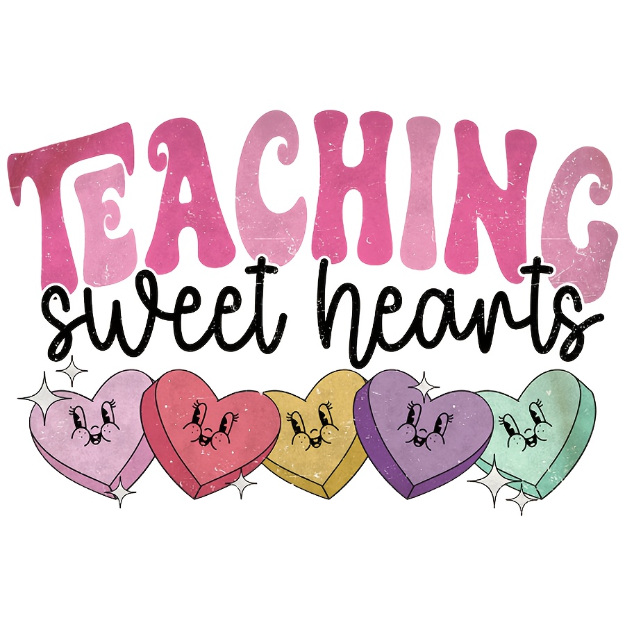 

1pc Valentine's Day Diy Teacher Gift - "teaching " & Transfer Sticker With Heart For Customizing T-shirts, Jeans, Backpacks