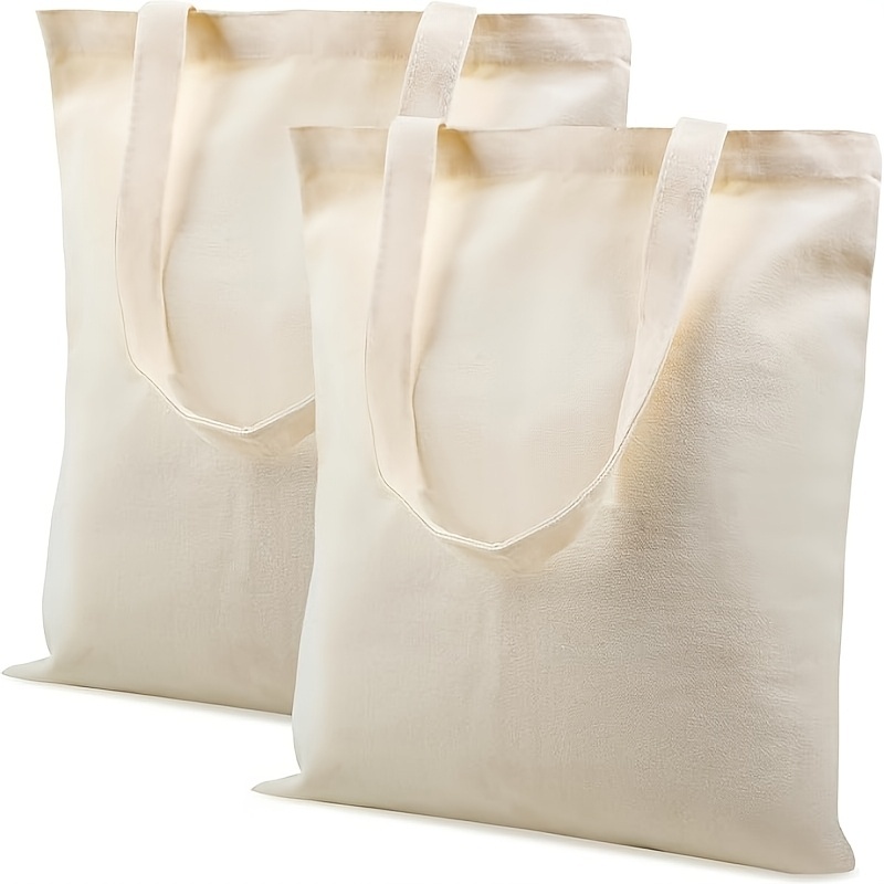 TEMU Lot de 2 sacs naturels, sacs fourre-tout en tissu, sacs en toile à peindre, sacs de courses avec longues poignées, adaptés au sport et au