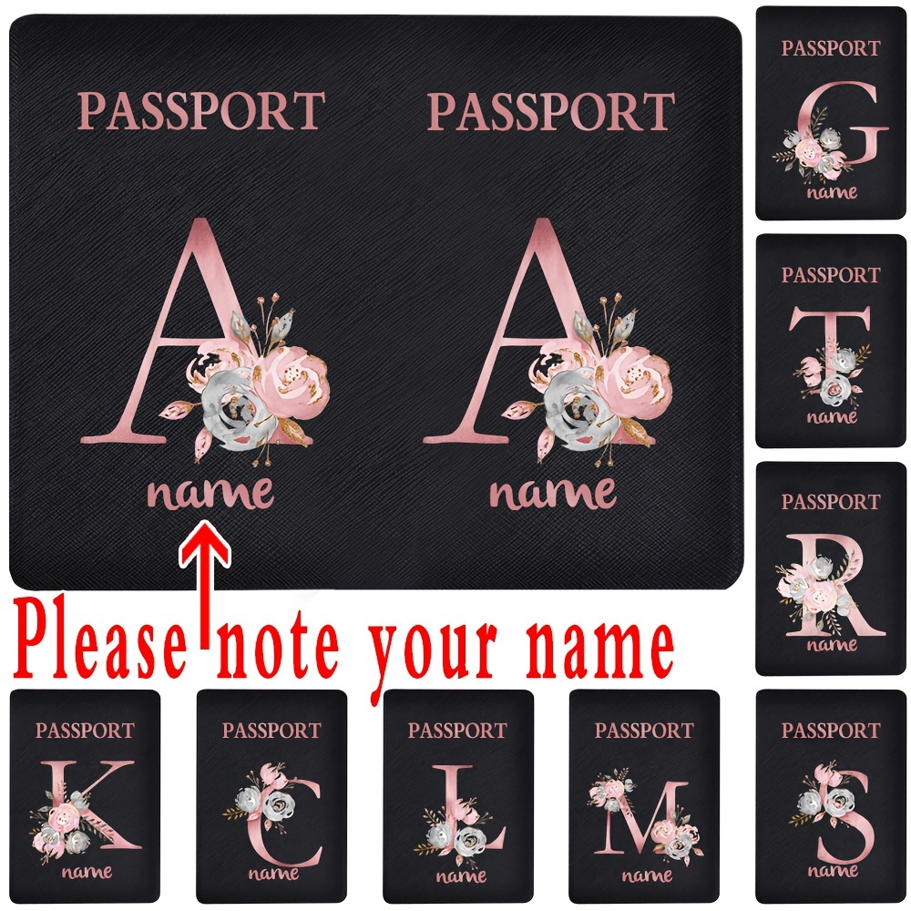 

Customize Name Passport Sleeve, Letter Double-side Print Passport Holder, Portable Basic Casual Solid Color Ticket Clip Document Package Books For Men Women, Travel Accessories