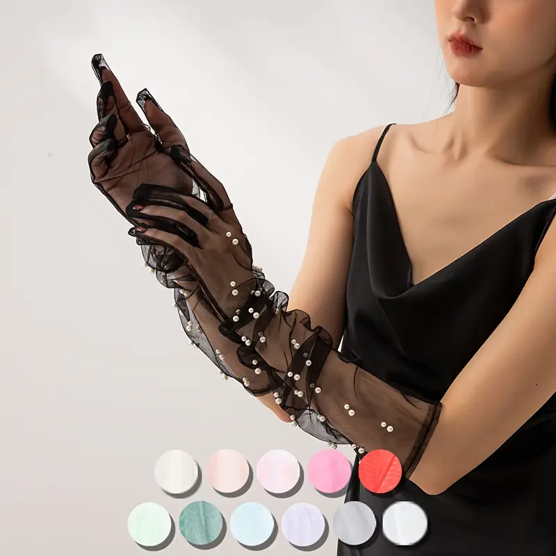 1 pair womens elegant long gloves sheer non elastic formal - Temu 1 pair womens elegant long gloves sheer non elastic formal - Temu