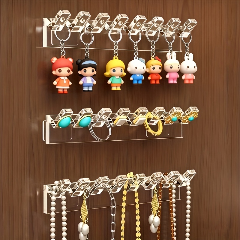 Wall-Mounted Transparent Acrylic Jewelry Hooks, 3/6pcs Set