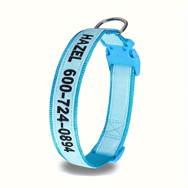 E-shop Individuell gestaltbare Hundehalsband mit Namen & Telefonnummer, Leuchtendes verstellbares Schnallenverschluss – Langlebiges Polyester für