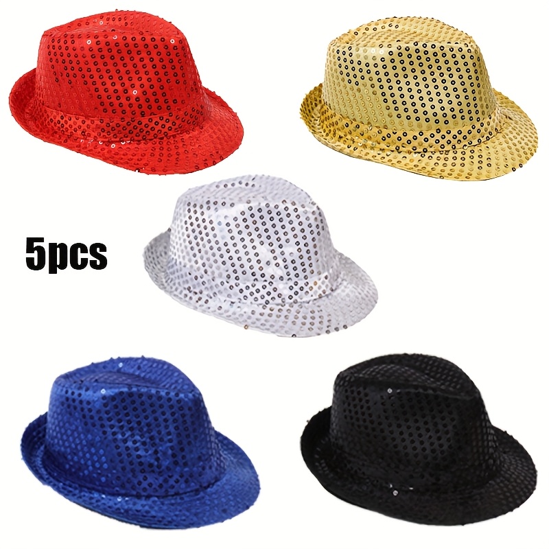 TEMU Cappello basco da 5 pezzi lucido da discoteca per hip hop jazz e - Cappello da festa unisex, a esibizioni, , Halloween, festival musicali e |