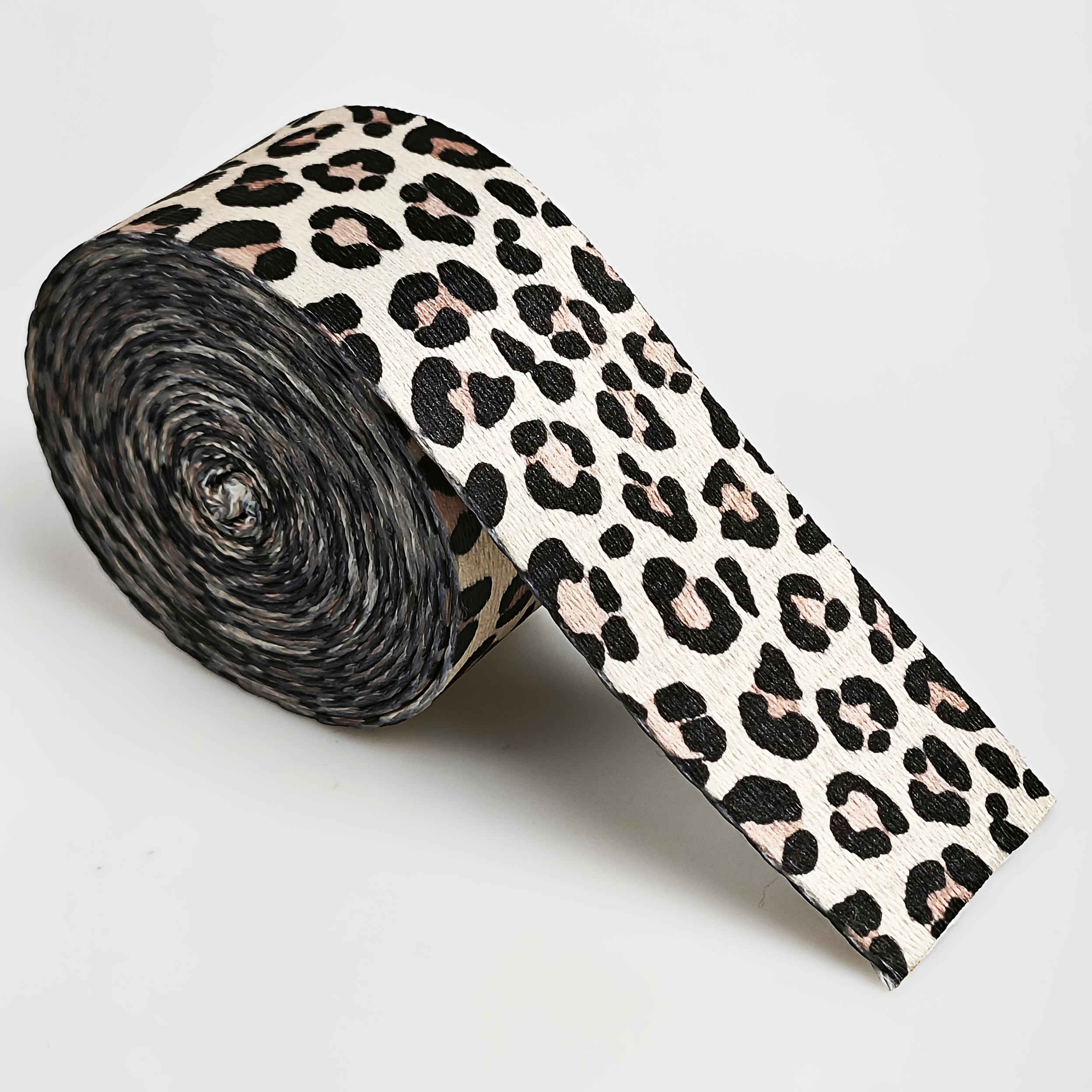 Image of 1 Roll Of 1.5 Inch (3.80 Cm) Wide And 3 Yards Long Leopard Print Nylon Strap For Heat Transfer, Suitable For Crafting Of Purse Bags, Wallet Making, Diy Wallet Making
