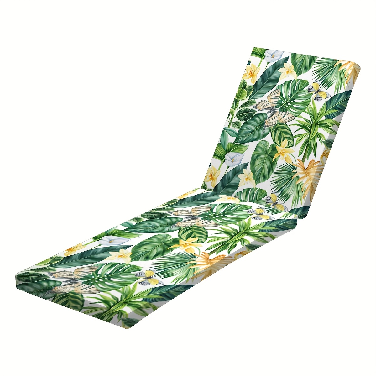 TEMU 1pc Tropical Branch And Leaf Floral Print Y Fiber Fabric Beach Chair Cover, Removable And Machine Washable With Elastic Band And Drawstring,