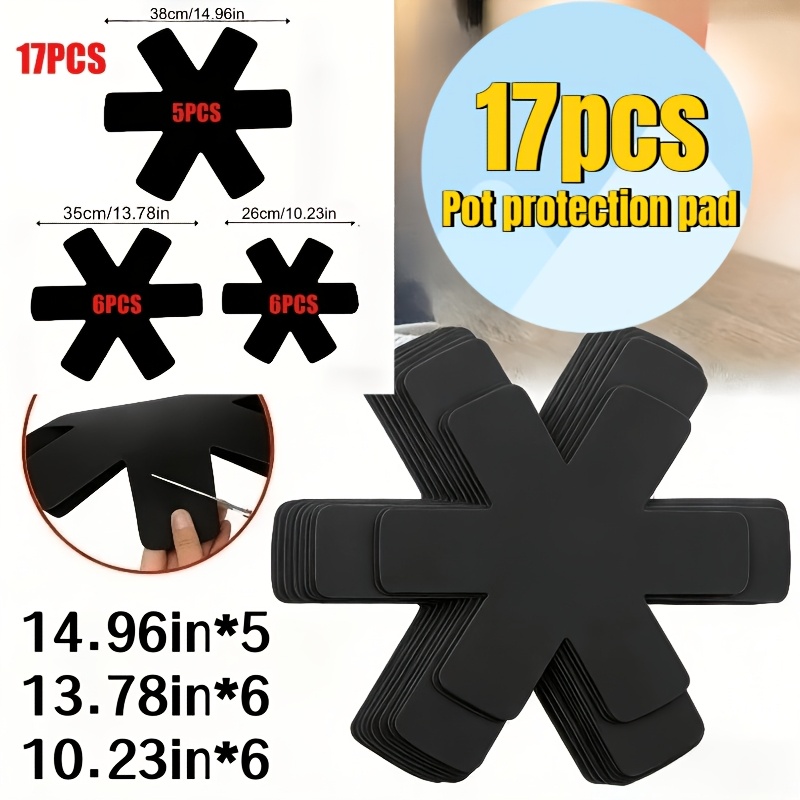 TEMU Juego de 17 piezas de protectores de calidad para sartenes antiadherentes con antiarañazos, almohadillas protectoras para utensilios de cocina
