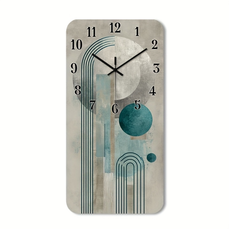 TEMU 1pc Of A Quiet Wall Clock That Tick, Featuring A Wooden, Decorative Square Design With An Abstract Geometric Pattern, Suitable For The Kitchen,