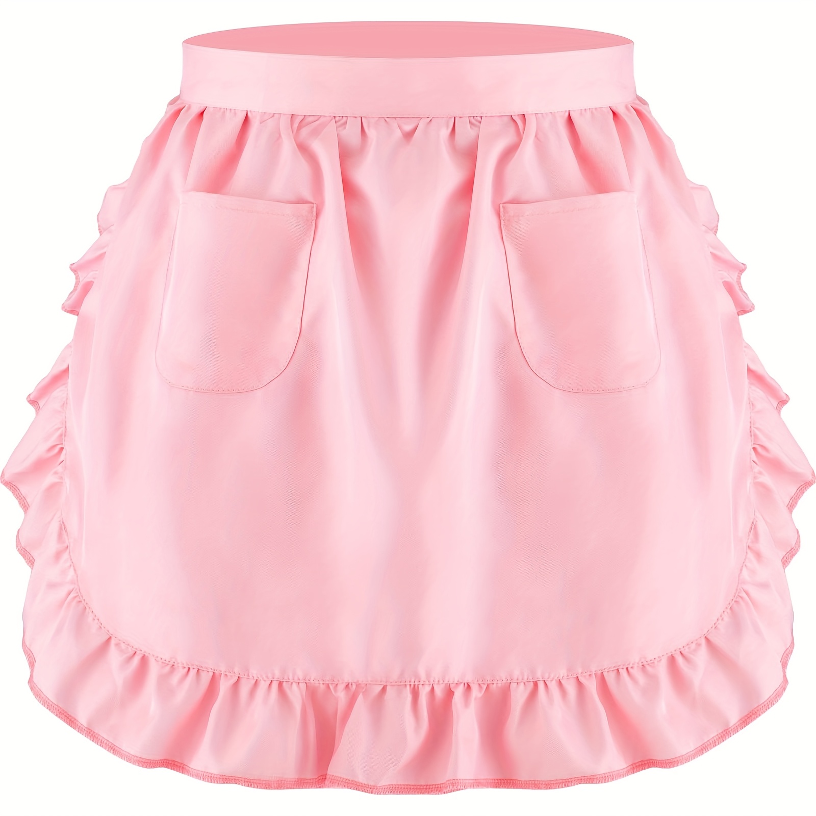 TEMU 1 tablier de cuisine court à volants pour femmes, 3 couleurs disponibles, pour le personnel de cuisine, tablier de qualité pour domestique, une