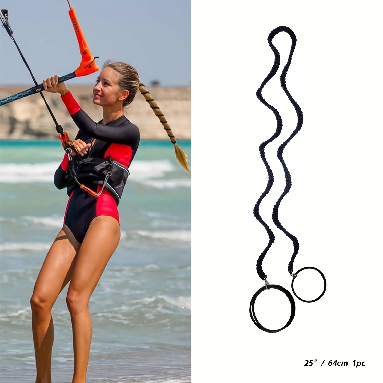 1pc Women's Casual Sports Long Hair Rope Elastic No Damage Hair Band Fashion Braided Ponytail Fixer, 25inch/64cm Long Hair Rope, Suitable For Long Thick Dense Hair, Yoga, Outdoor Sports