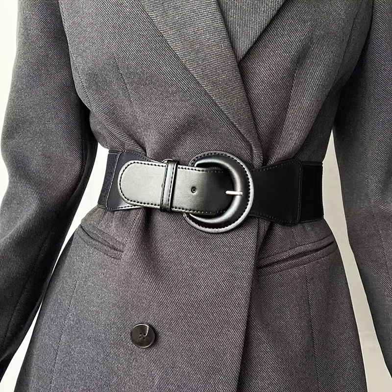 TEMU 1pc Cinturón Negro para Mujer, Vestido Suéter, Capa Ancha de Ropa Exterior, Accesorio de Moda para Combinar 2025 Estilo