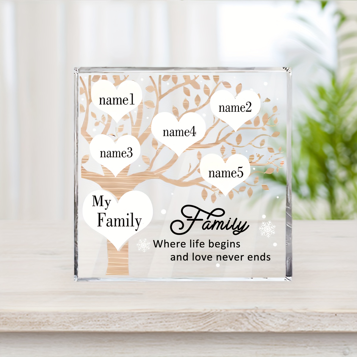 TEMU [2D Plat] Un Arbre de Famille Personnalisé en Acrylique - du Nom de Famille Gravé - pour Noël, des Mères et les Anniversaires pour Maman et les