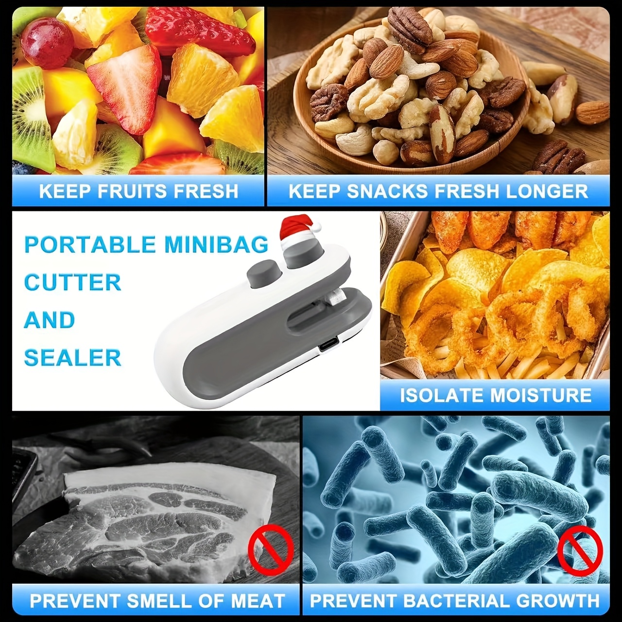This 2-In-1 Mini Sealing Machine with a Cutter Is a Portable Sealer, Perfect for Sealing Food Bags. It'S a Handheld Device That Operates with a Easy Press, Making It a Compact Kitchen Tool Ideal for Picnics And Outings. Suitable for Chip Bags