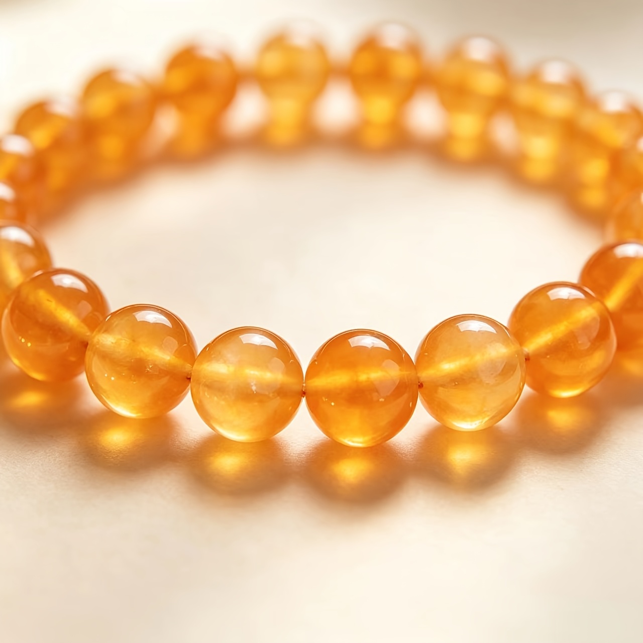 Unisex 10mm Yellow Crystal Stretch Beaded Bracelet