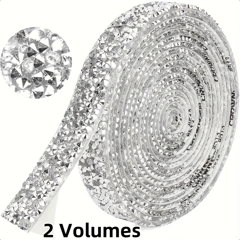 E-shop 2 Rollen Strassband 72 Zoll Lang Selbstklebende Kristall-Diamantfolie, Glänzender Kristallaufkleber für DIY-Bastelarbeiten, Hochzeiten, Partys,