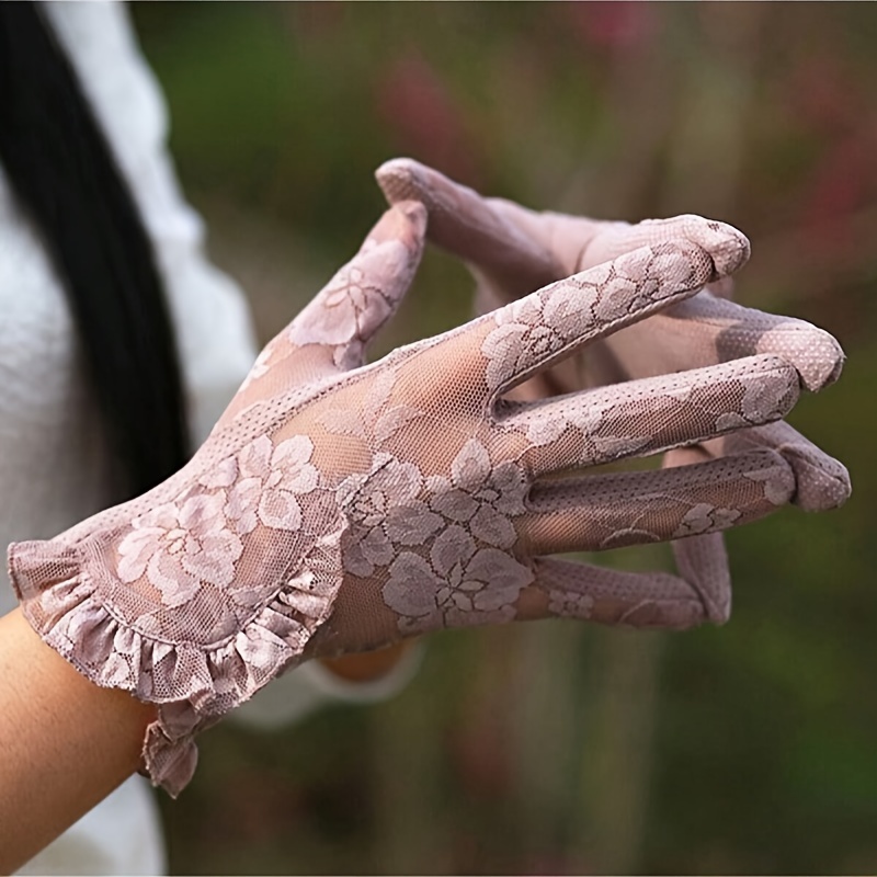 

Elegant Lace Gloves - Women's Thin Lace Sunscreen Touch Screen Breathable Short Driving Gloves