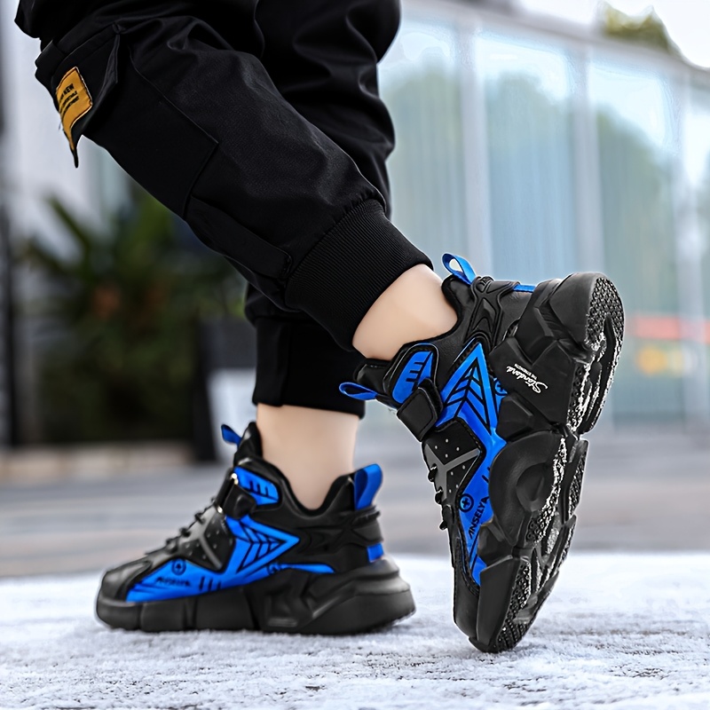 Jongensmode-sneakers - Duurzame laagtop-basketbalshoes met sluiting, ademende stofinleg en EVA-gepolijste zool voor outdoor-hardlopen, casual-draag - Comfort voor alle seizoenen, basketbalshoes, sportkleding, stijlvolle design met lusen, gevoerde EVA-zool