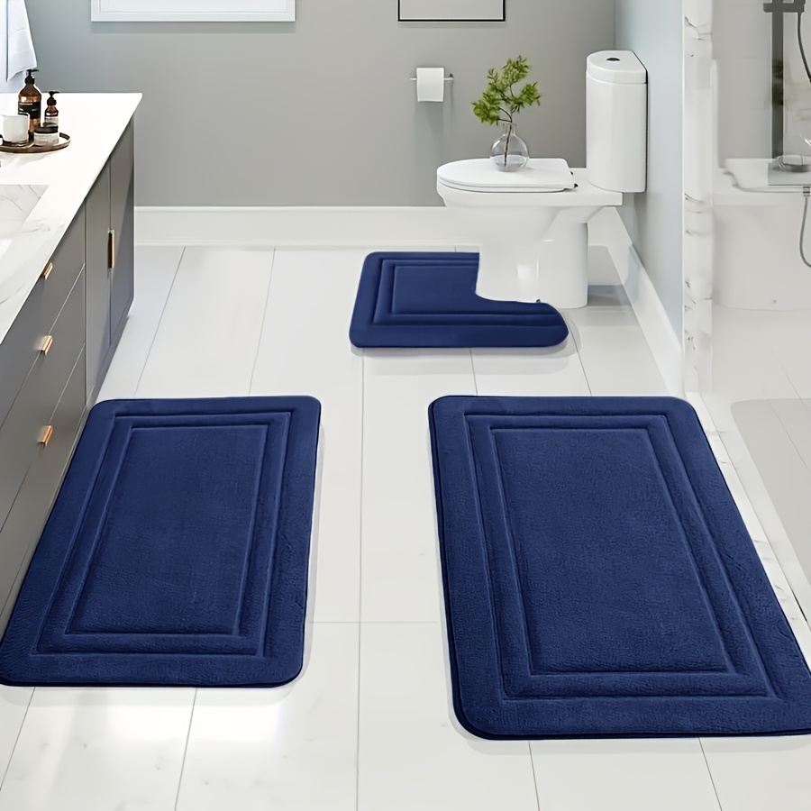 3pcs soft bath mat set non slip quick dry machine washable polyester 100 handmade knit weave square shape fade resistant bathroom rug for bedroom bathroom room decor Product details 6