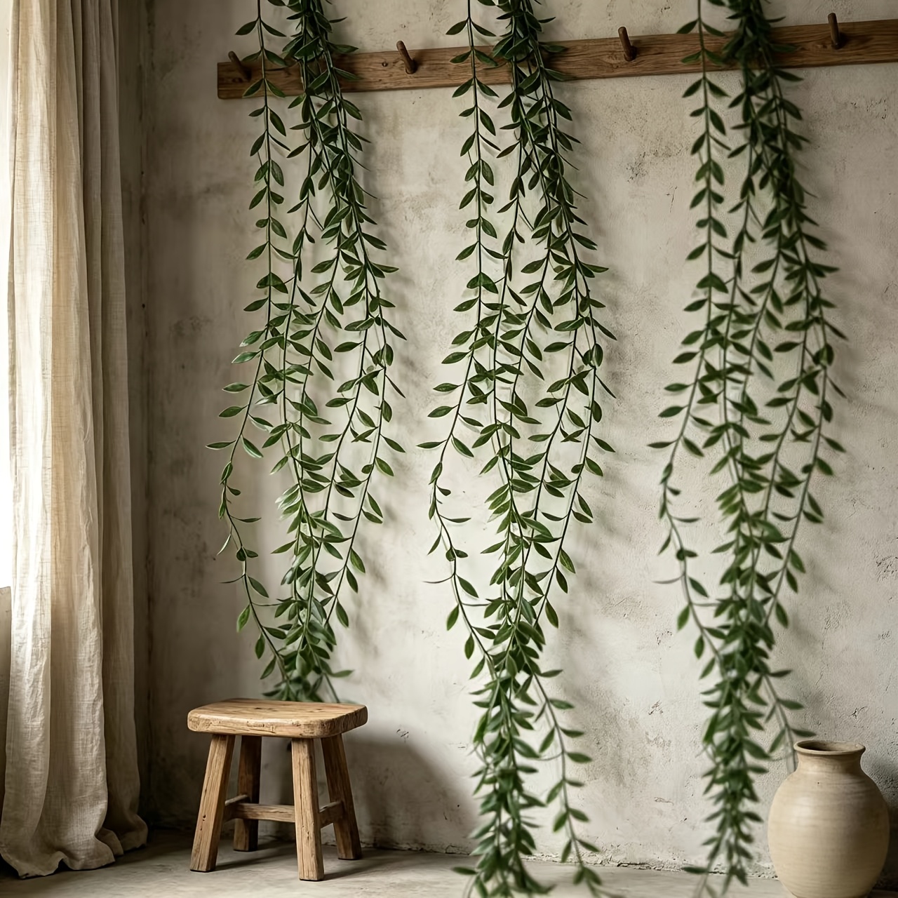 TEMU 25pcs High-quality 35.43-inch Large Size Artificial Willow Rattan , Evergreen Fake Hanging Vines, Weather-resistant Decorative Vibrant Texture,