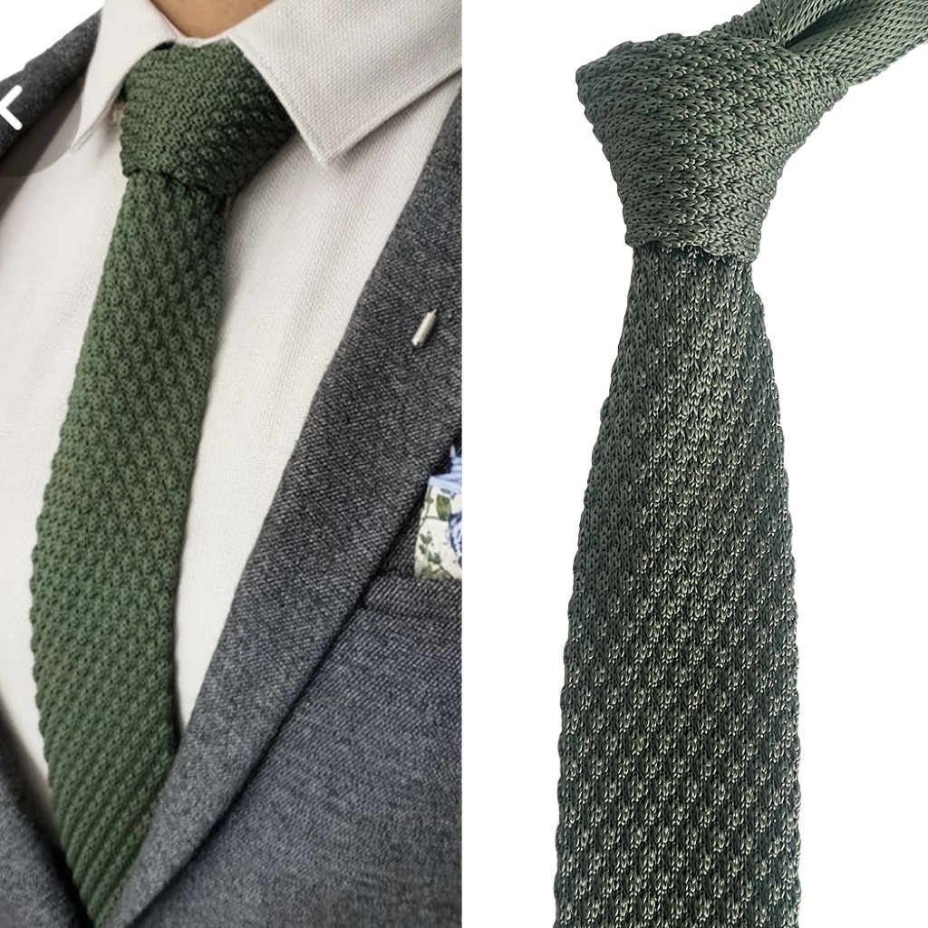 TEMU Corbata delgada de punto para hombre, estilo vintage - Corbatas casuales y formales multicolores para oficina, , citas - Tejido y duradero,