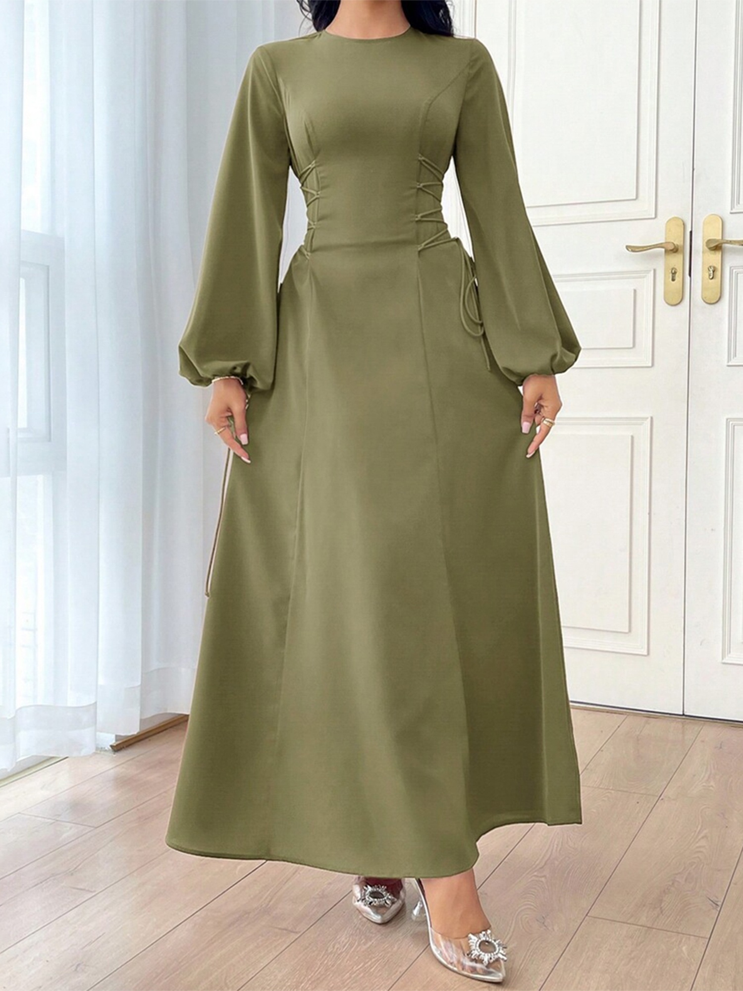 womens islamic abaya dress long sleeve a line muslim wedding - Temu Canada