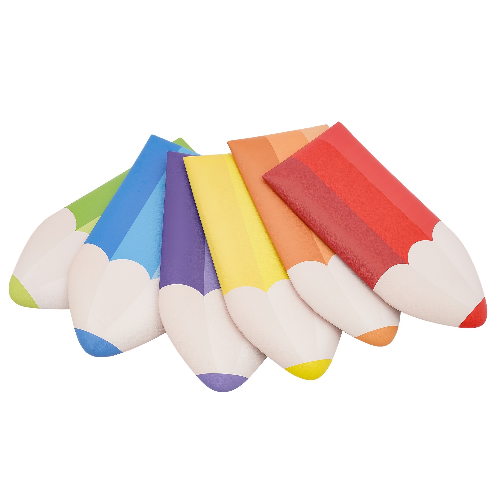 6pcs Set 3d Pencil-shaped Wall Padding, Wall Mats, Red, Orange, Yellow, Blue, Purple, Green