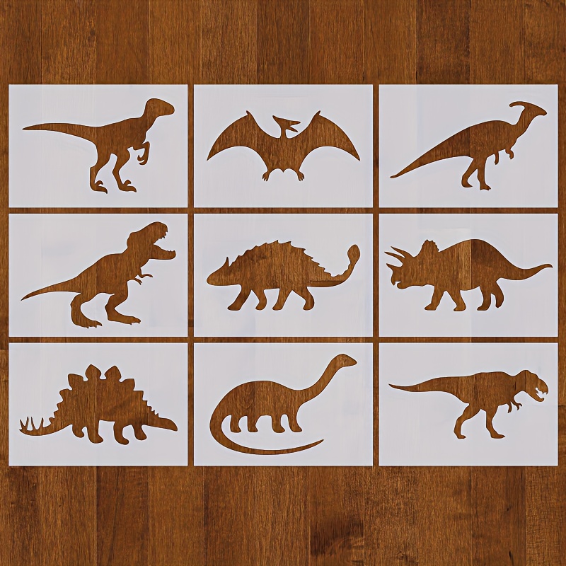 

9pcs Dinosaur Stencils, 4.33x6.29 Inches Reusable Painting Stencils, Suitable For Painting On Wood, Floors, Walls, Fabric, Diy Home Decor.