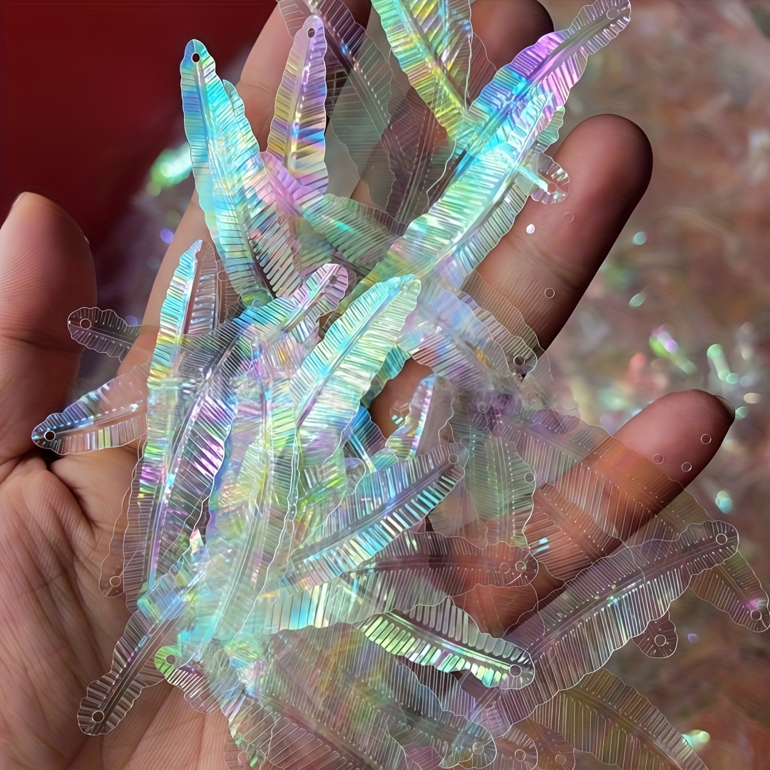 E-shop 2 Löcher 100 Stück/15g/Beutel Party-Dekoration Federform Glitzerpackungen Hitzebeständiges Bastel-Party-Pailletten-Set in Großpackung für