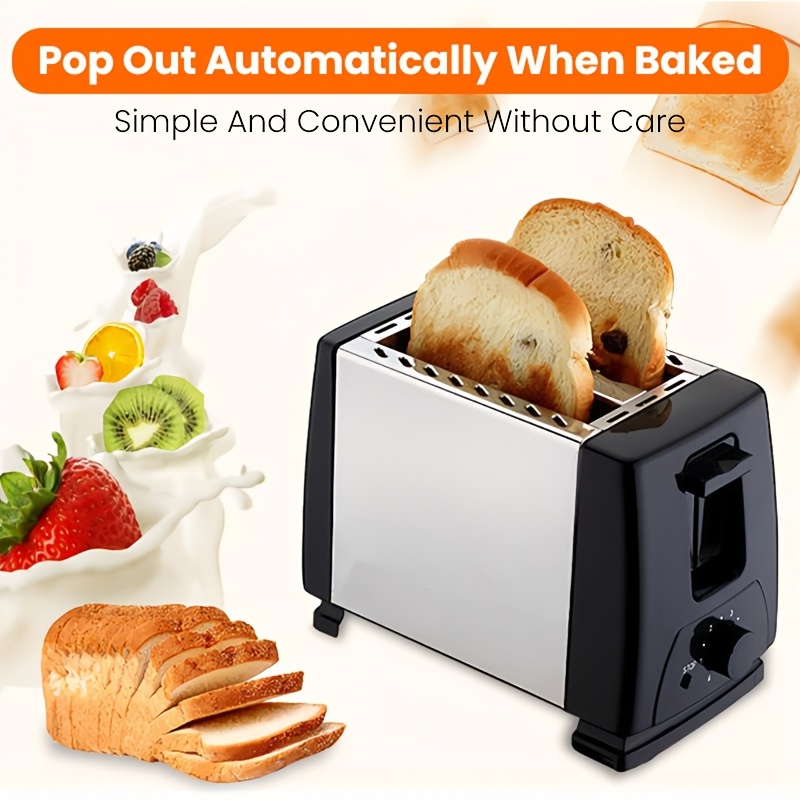 

Stainless Steel 2 Slice Toaster With Extra Wide Slots & Removable Tray, 6 Browning Options, Auto Shut Off & , Bread, Bagel & Waffle