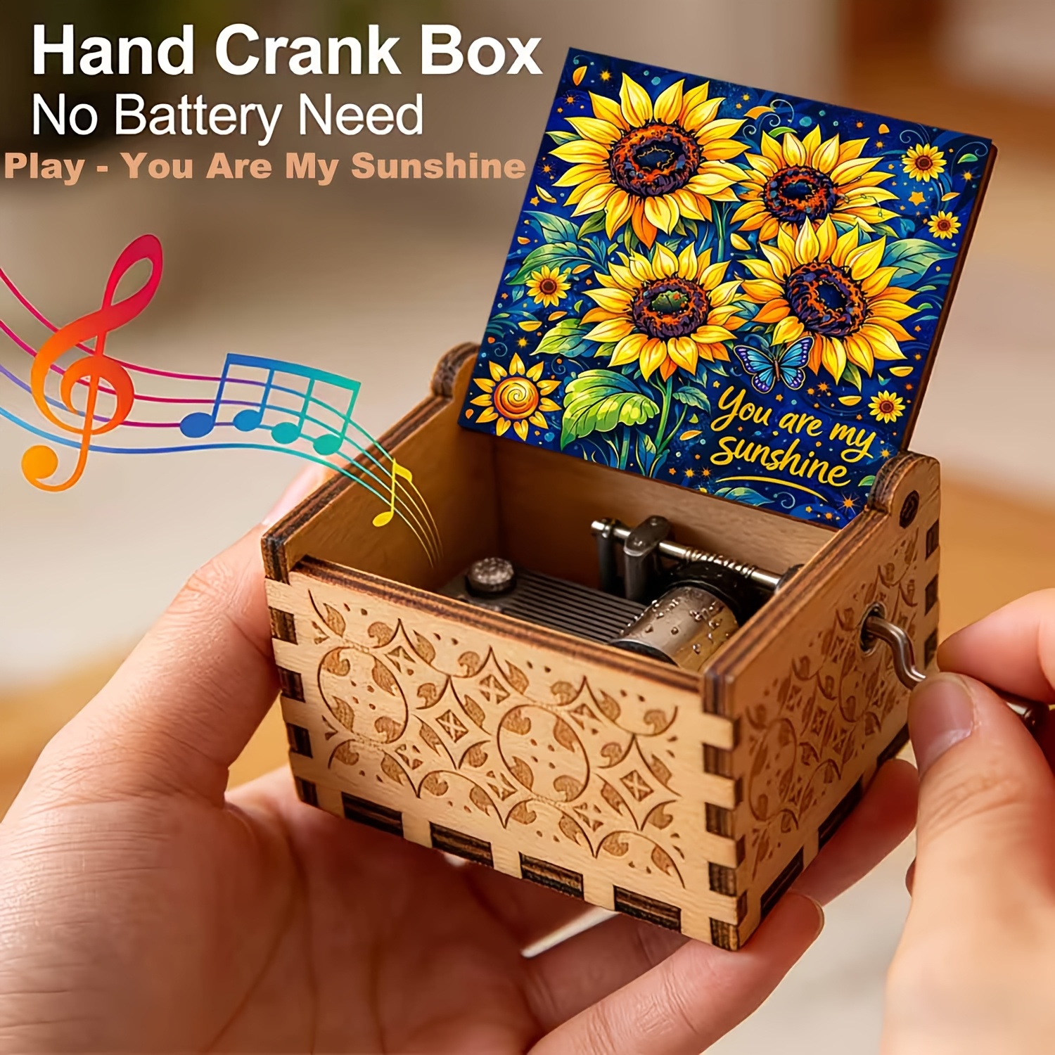 TEMU A Sunflower Music Box, Available Colors, Suitable As A Gift For , , Birthdays, Valentine's Day, Anniversaries, And Holidays. It's An Artistic