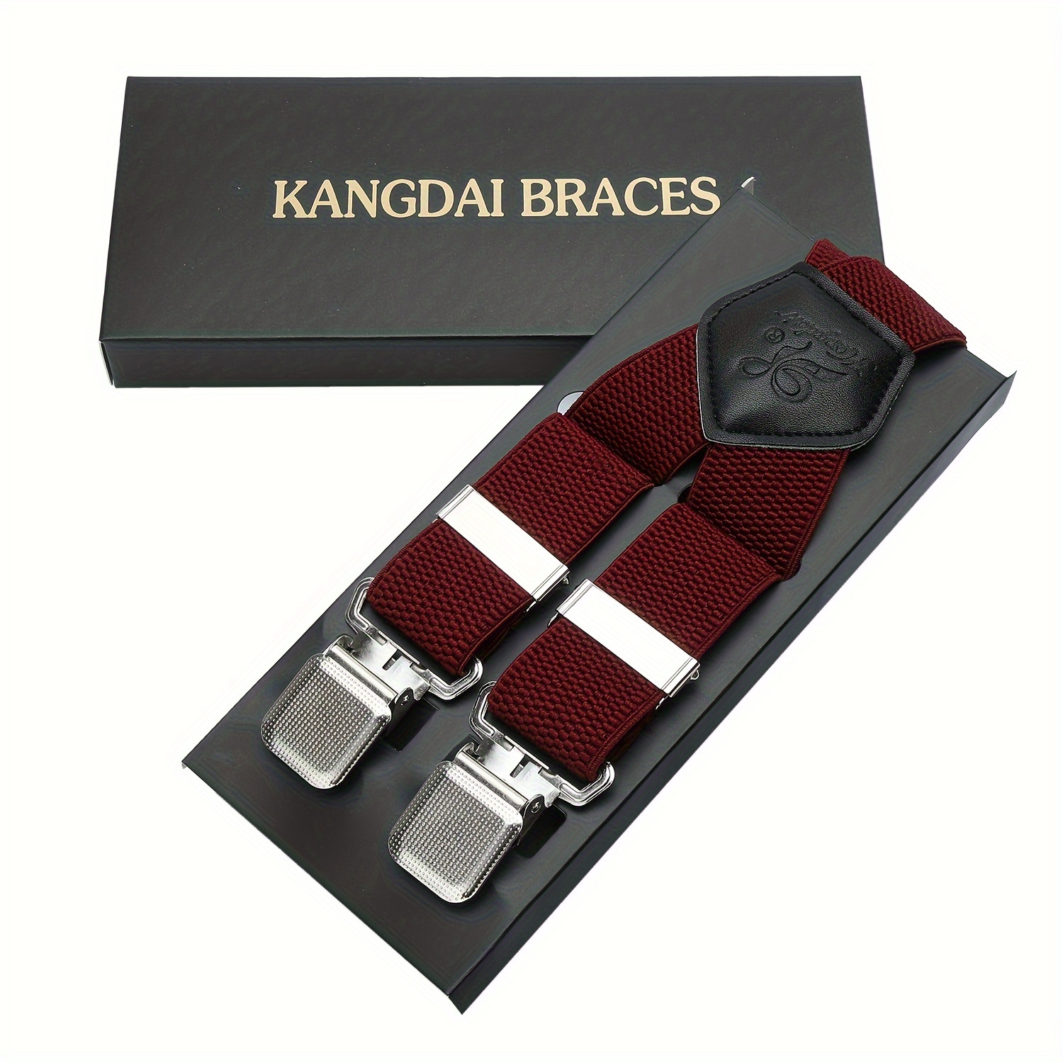 

Kangdai Men's Back Braces: Burgundy X-shape With Powerful Clasps And High Elasticity - Suitable For Business Attire