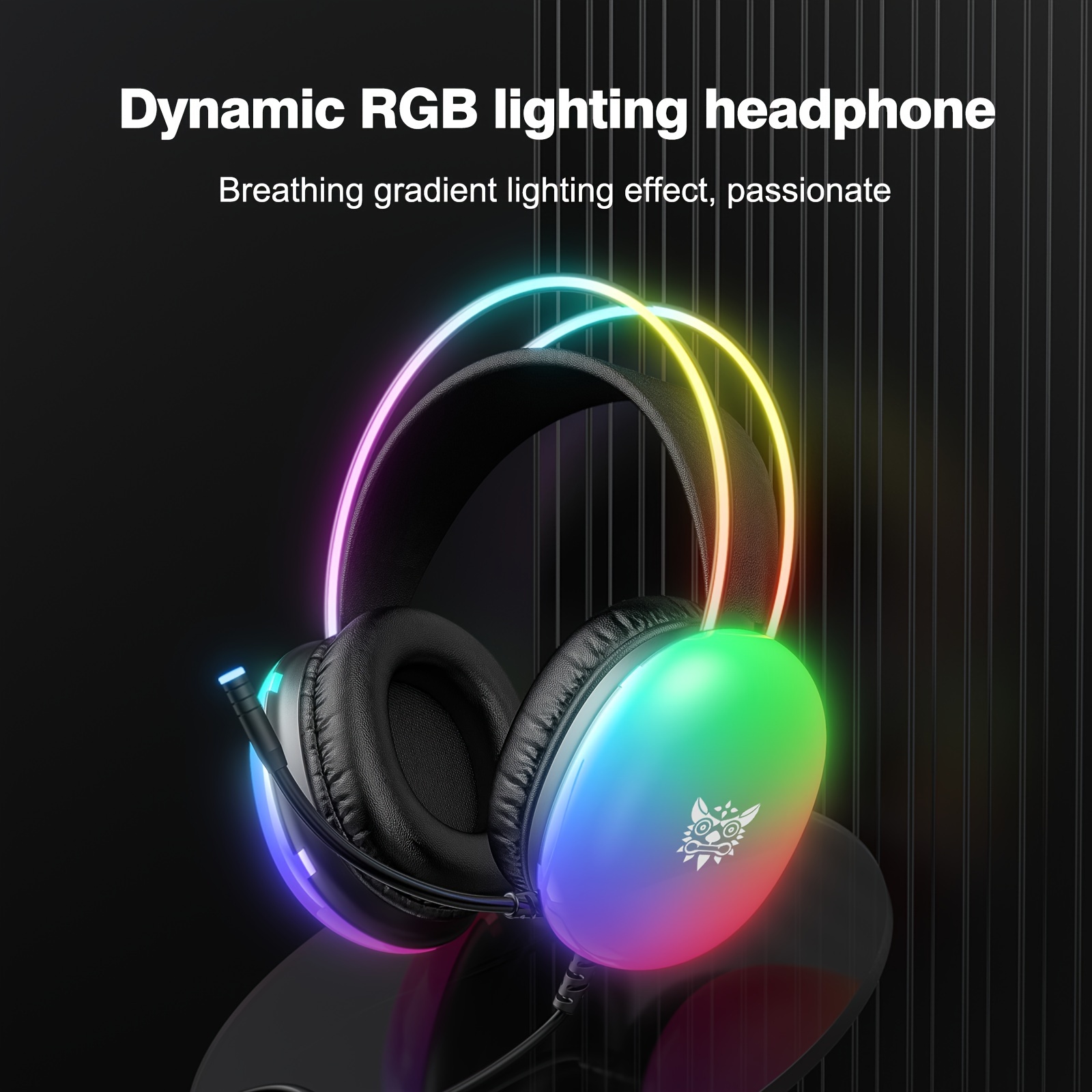 

Onikuma Wired Headband Gaming Headset Stereo Sound Rbg Light Effect Fine Sound Quality Hd Microphone Gaming Headset